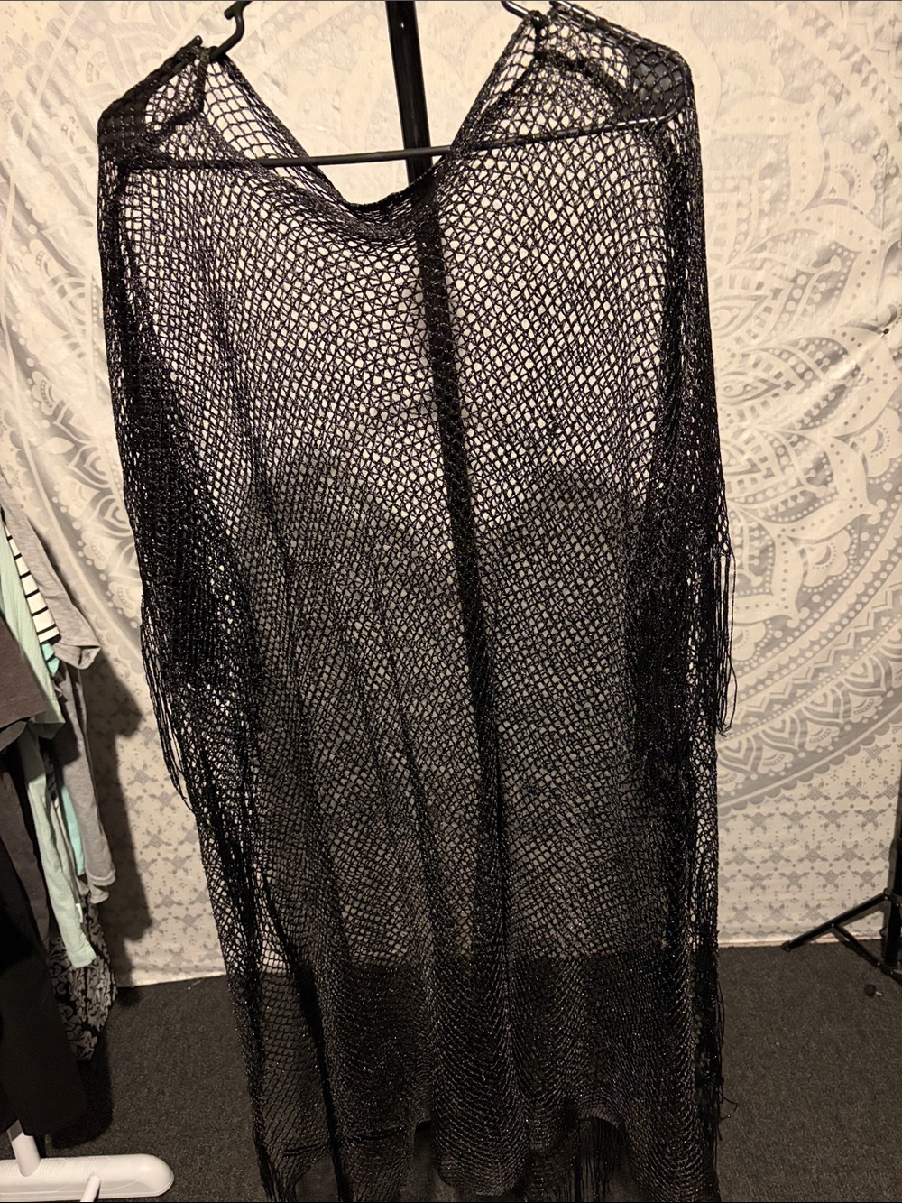 Source Unknown Black Crochet Swim Coverup Maxi